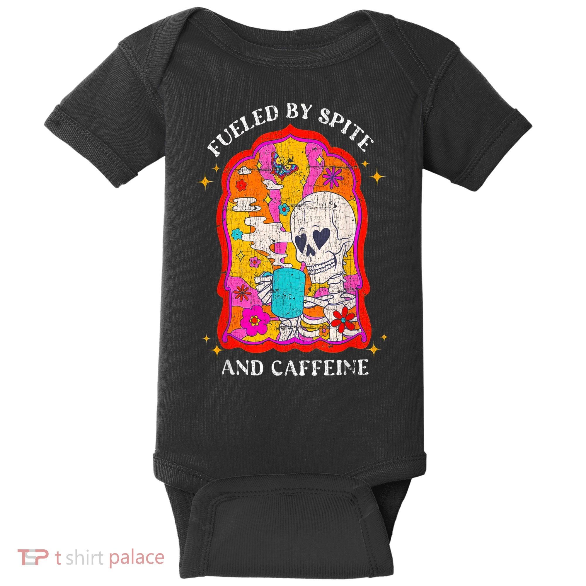 Skeleton Fueled By Spite And Caffeine Baby Bodysuit