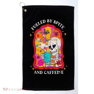 Skeleton Fueled By Spite And Caffeine Golf Towel
