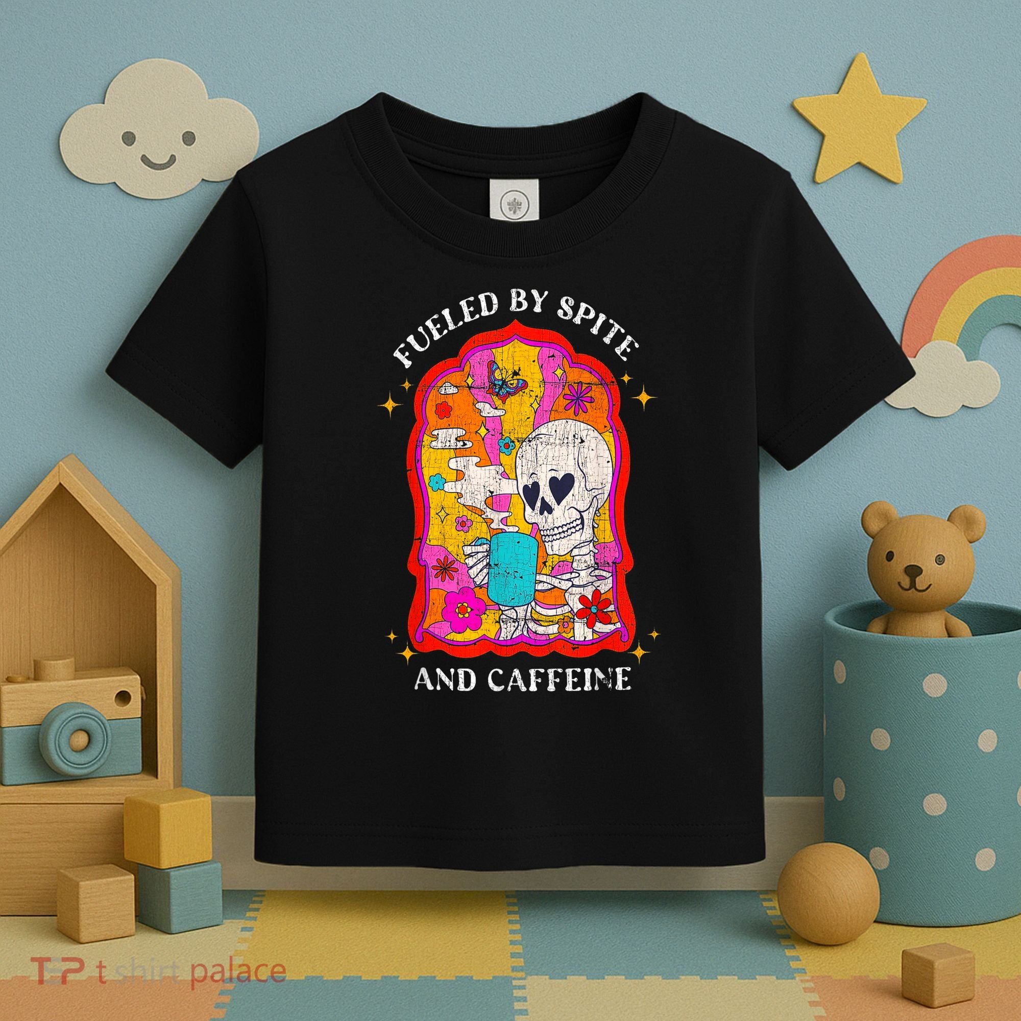 Skeleton Fueled By Spite And Caffeine Toddler T-Shirt