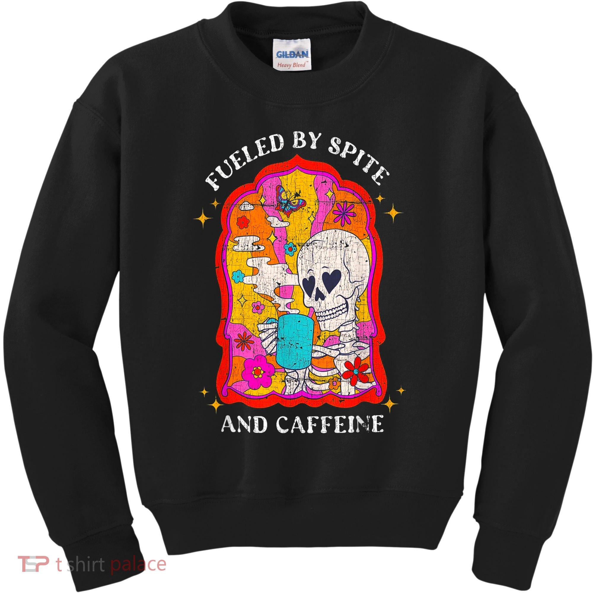 Skeleton Fueled By Spite And Caffeine Kids Sweatshirt