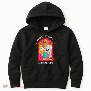 Skeleton Fueled By Spite And Caffeine Kids Hoodie