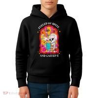 Skeleton Fueled By Spite And Caffeine Kids Hoodie thumb 4