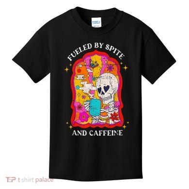 Skeleton Fueled By Spite And Caffeine Kids T-Shirt