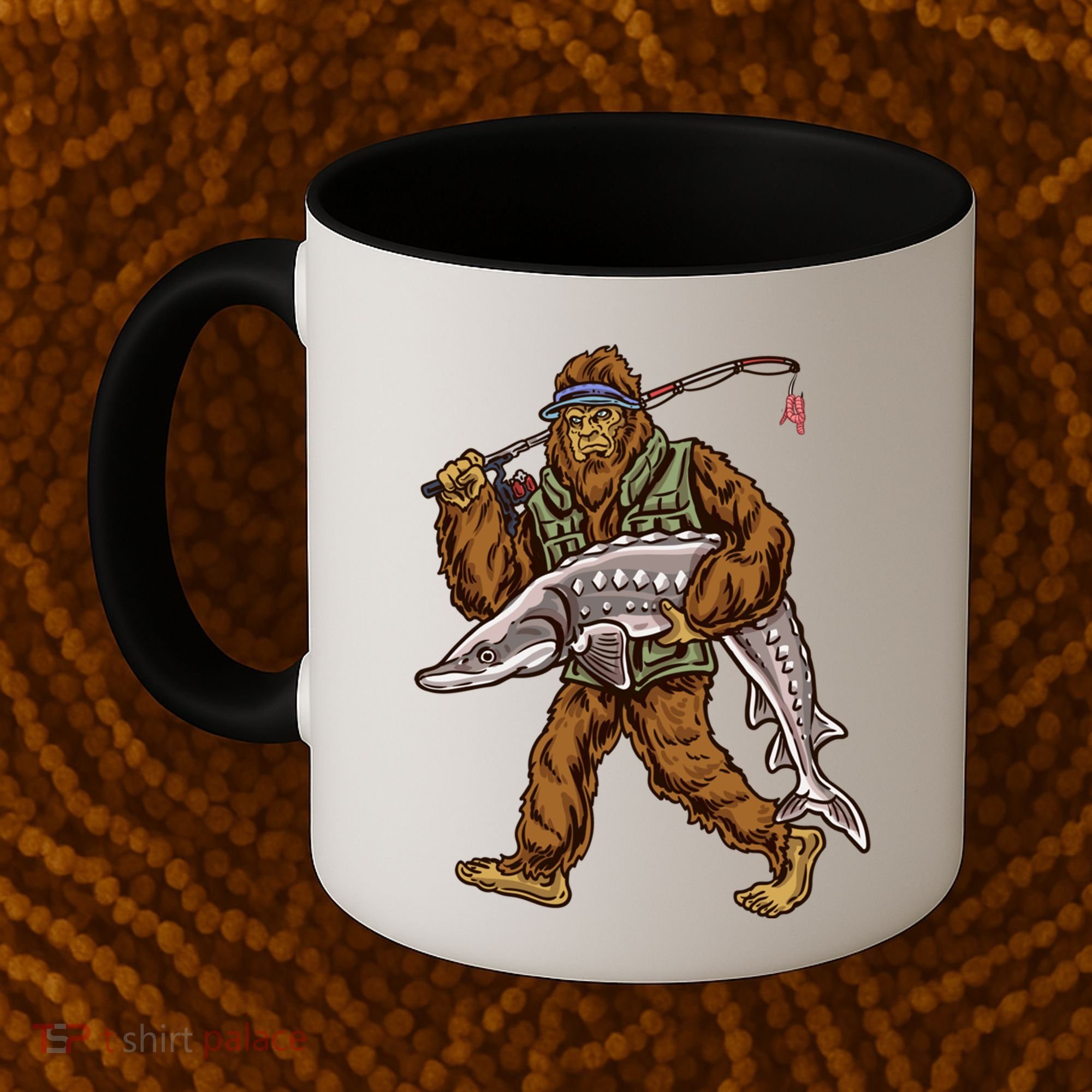 Sturgeon Fishing Bigfoot Fisher Gift Coffee Mug