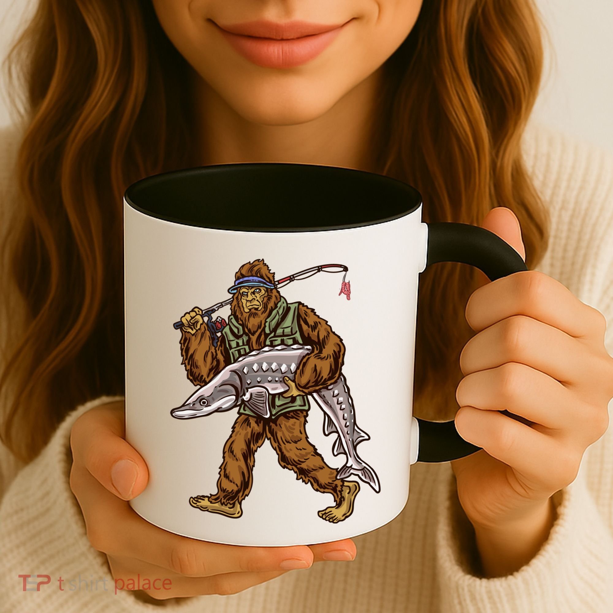 Sturgeon Fishing Bigfoot Fisher Gift Coffee Mug
