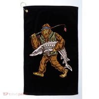 Sturgeon Fishing Bigfoot Fisher Gift Golf Towel thumb 0
