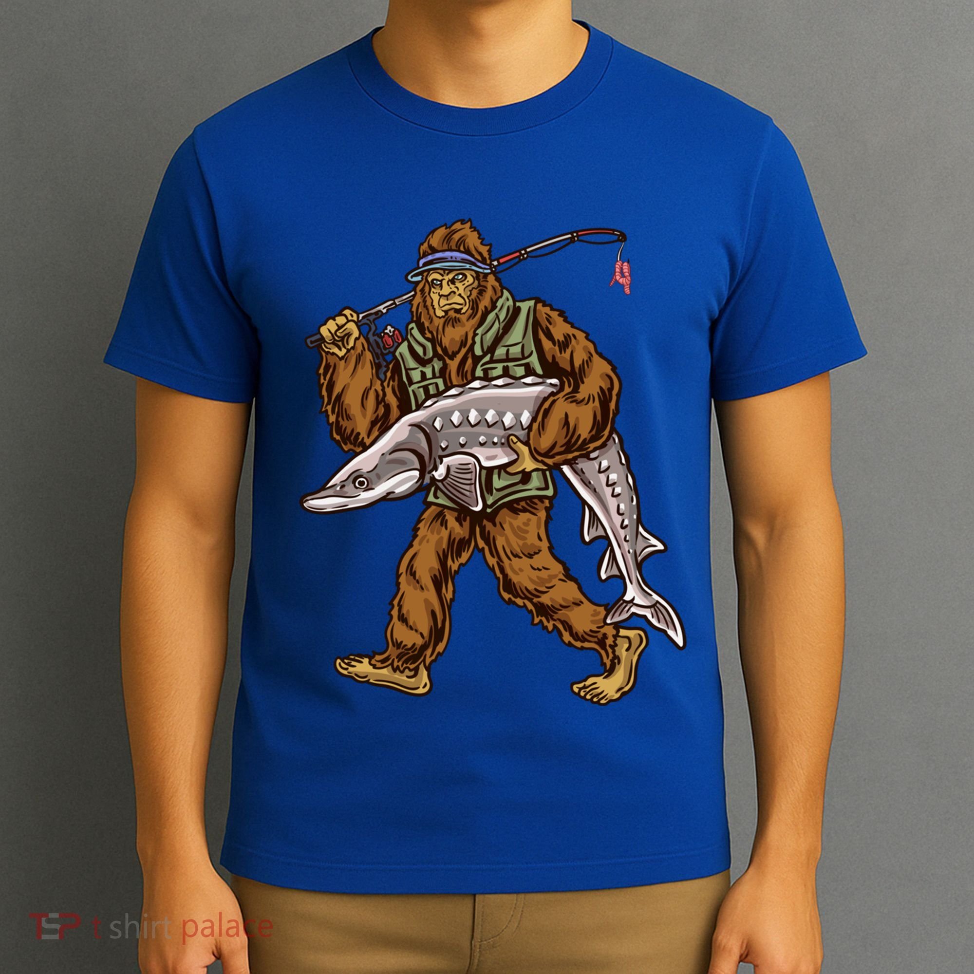 Sturgeon Fishing Bigfoot Fisher Gift T-Shirt