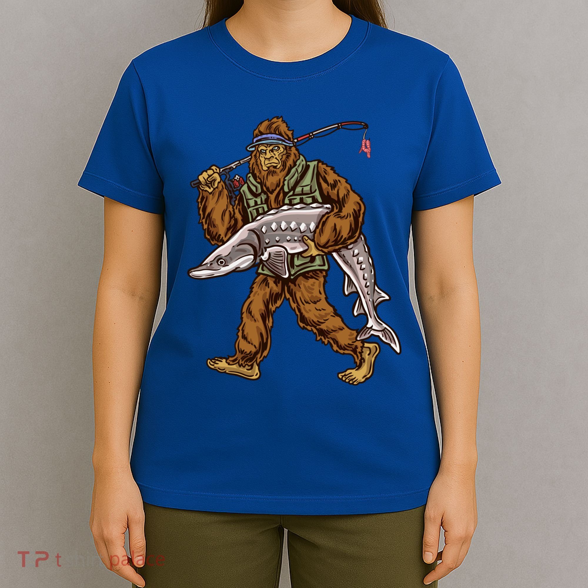Sturgeon Fishing Bigfoot Fisher Gift T-Shirt
