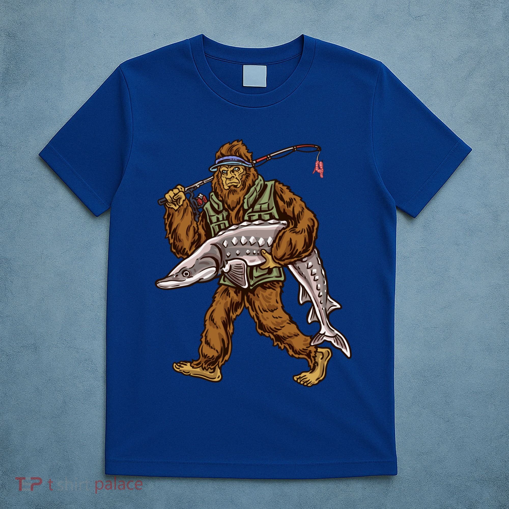 Sturgeon Fishing Bigfoot Fisher Gift T-Shirt