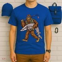Sturgeon Fishing Bigfoot Fisher Gift T-Shirt thumb 6
