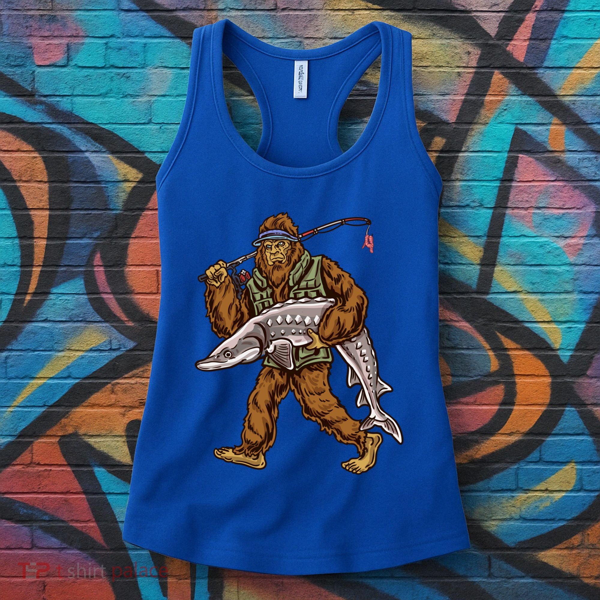 Sturgeon Fishing Bigfoot Fisher Gift Women's Tank Top