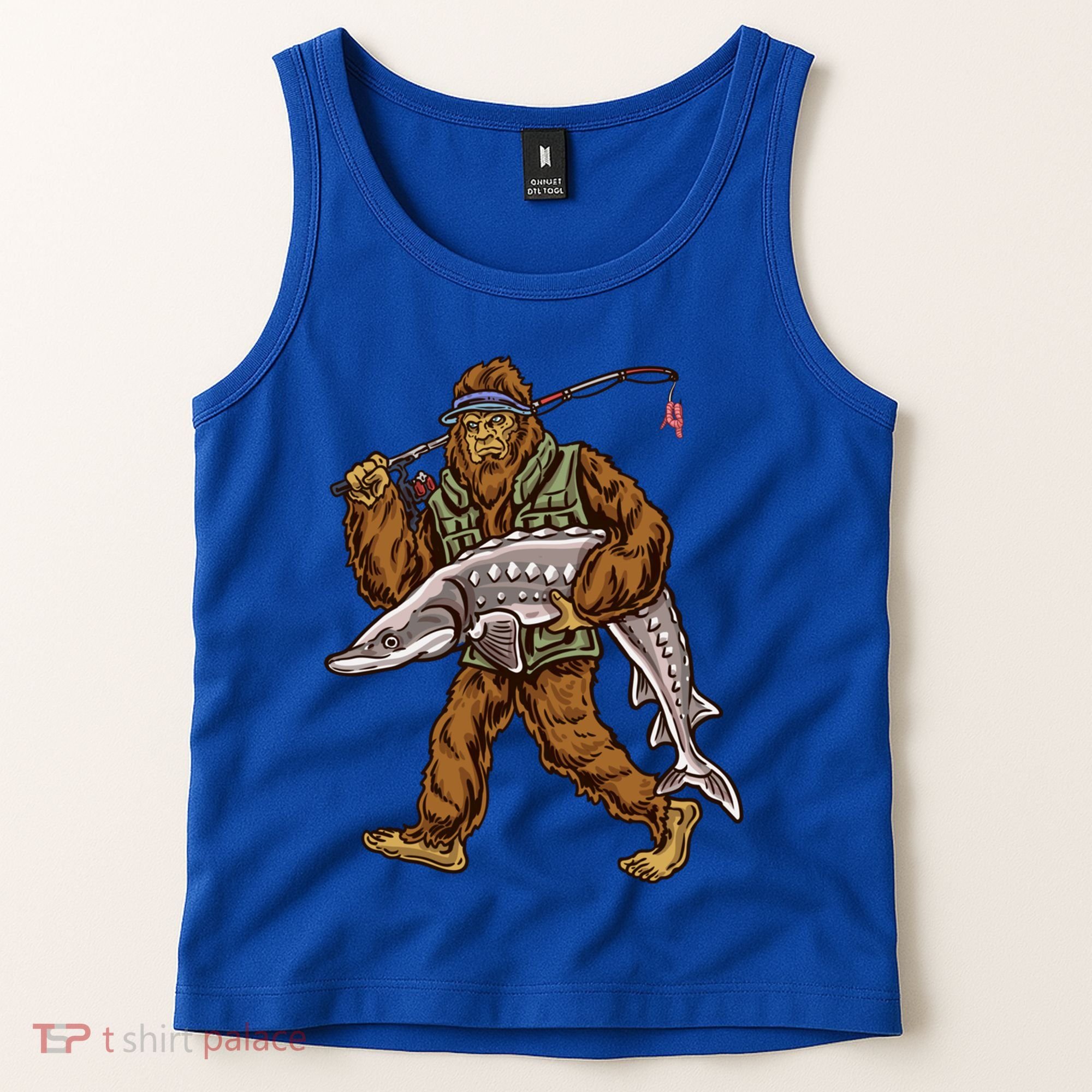 Sturgeon Fishing Bigfoot Fisher Gift Tank Top
