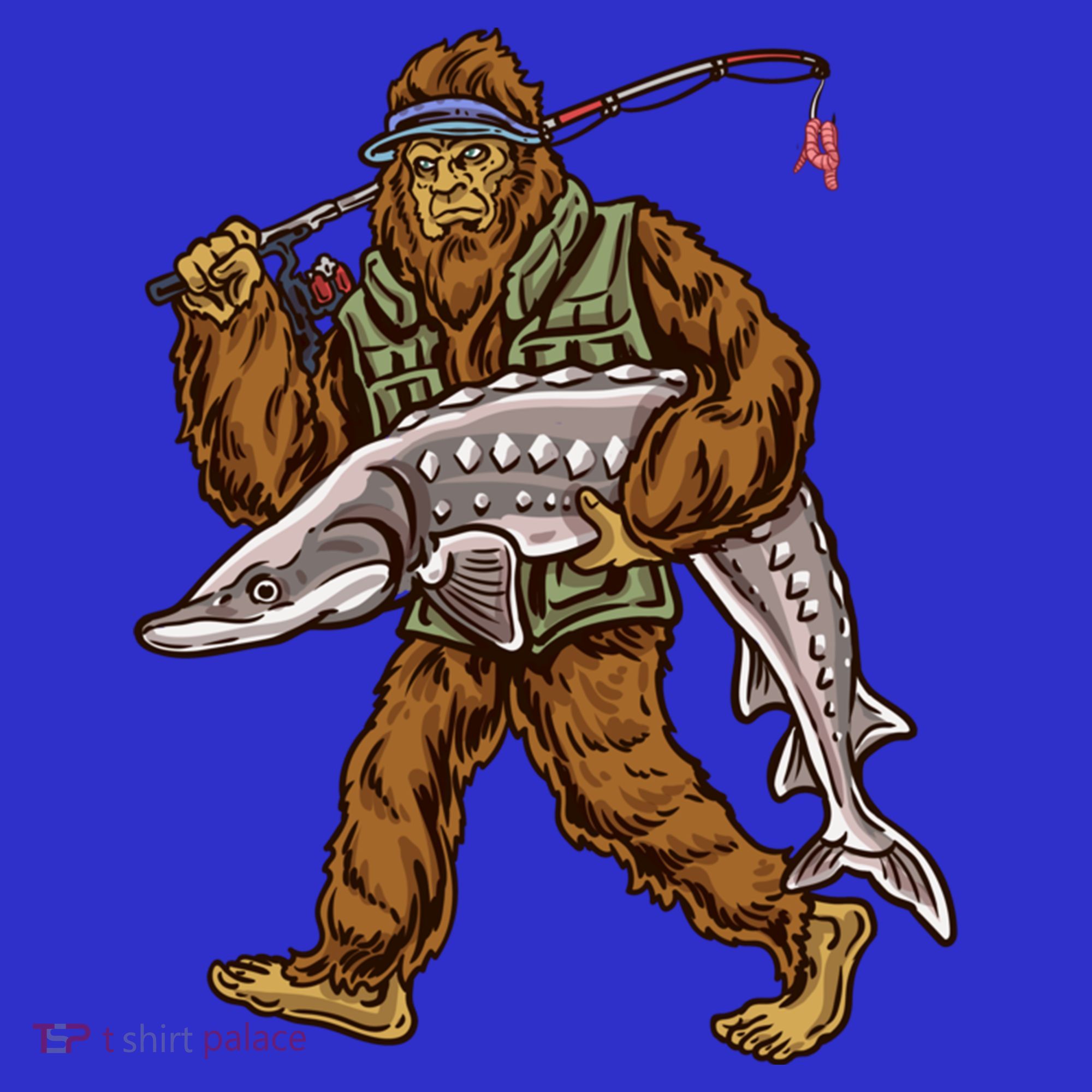 Sturgeon Fishing Bigfoot Fisher Gift Visor