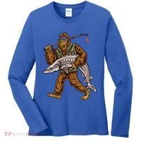 Sturgeon Fishing Bigfoot Fisher Gift Women's Long Sleeve Shirt thumb 0