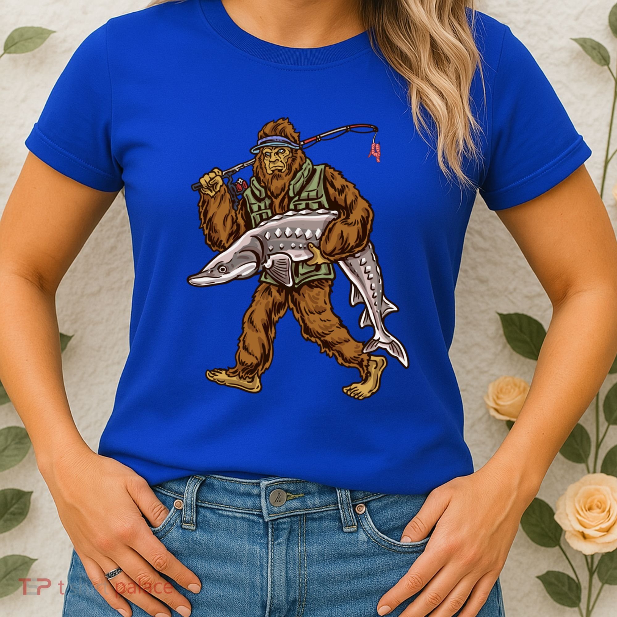 Sturgeon Fishing Bigfoot Fisher Gift Women's T-Shirt