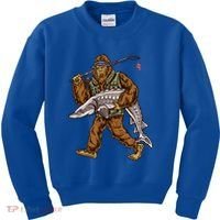 Sturgeon Fishing Bigfoot Fisher Gift Kids Sweatshirt thumb 0