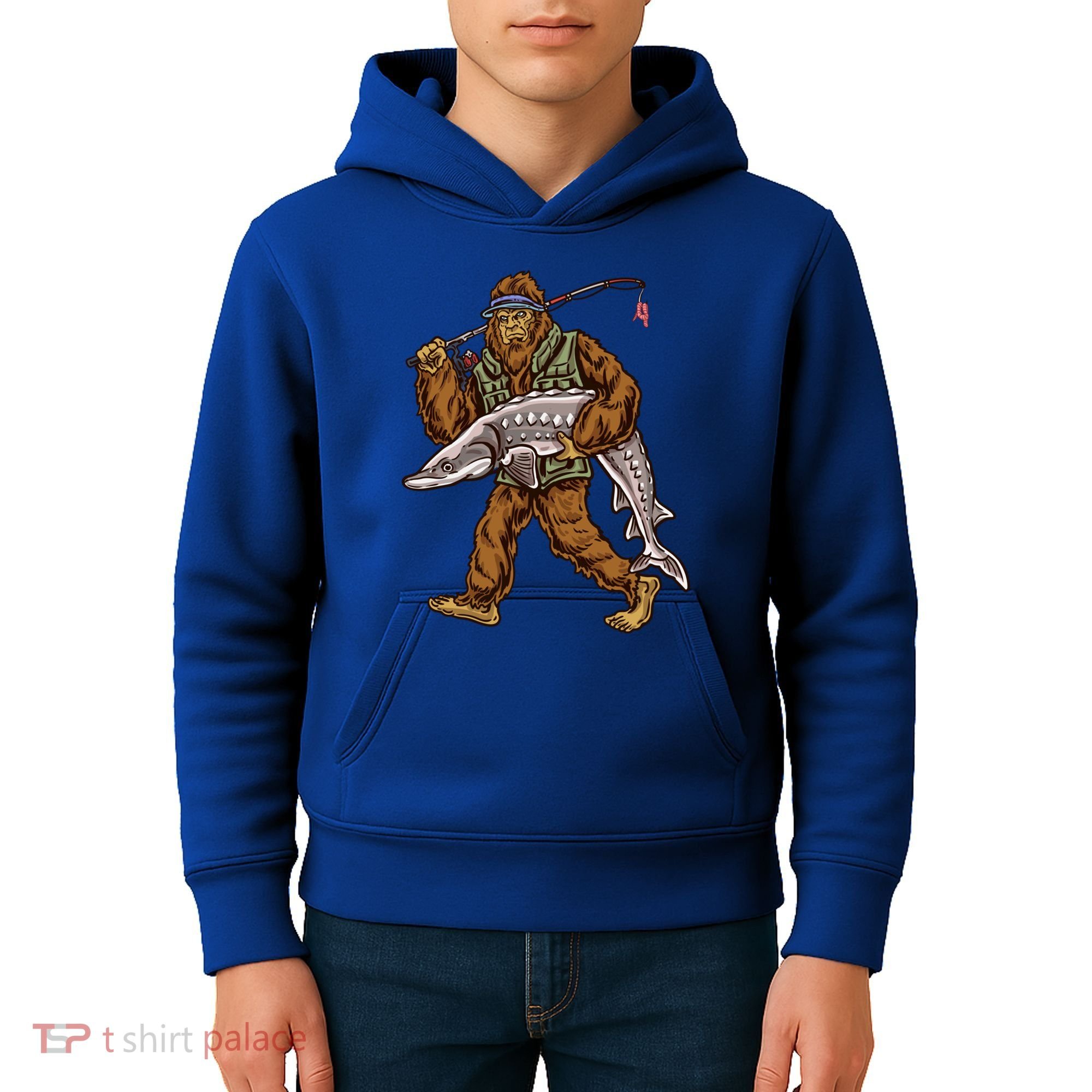 Sturgeon Fishing Bigfoot Fisher Gift Kids Hoodie