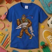 Sturgeon Fishing Bigfoot Fisher Gift Kids T-Shirt thumb 3