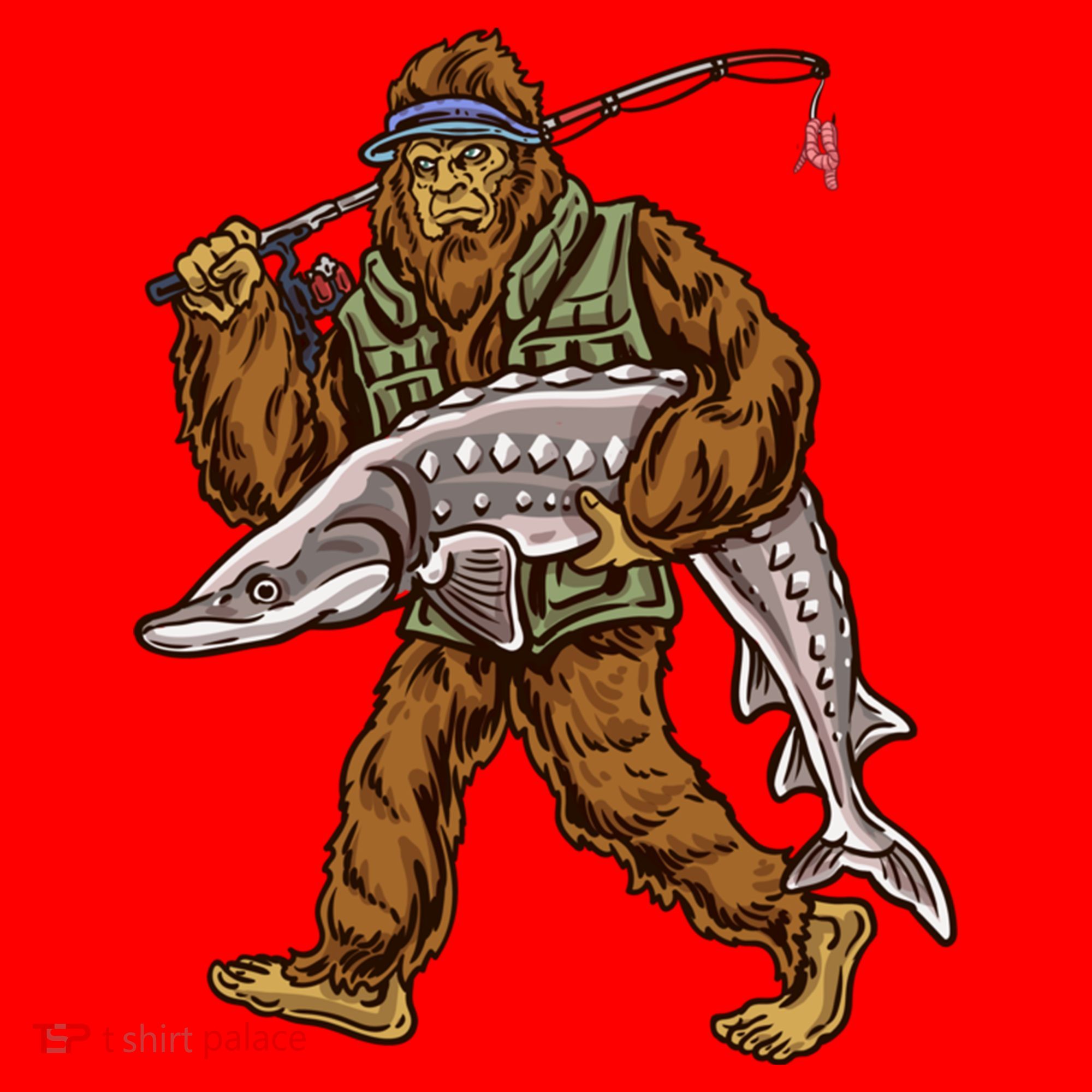 Sturgeon Fishing Bigfoot Fisher Gift Santa Hat
