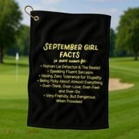 September Facts Birthday Funny Gift Born In September Virgo Gift Golf Towel thumb 1