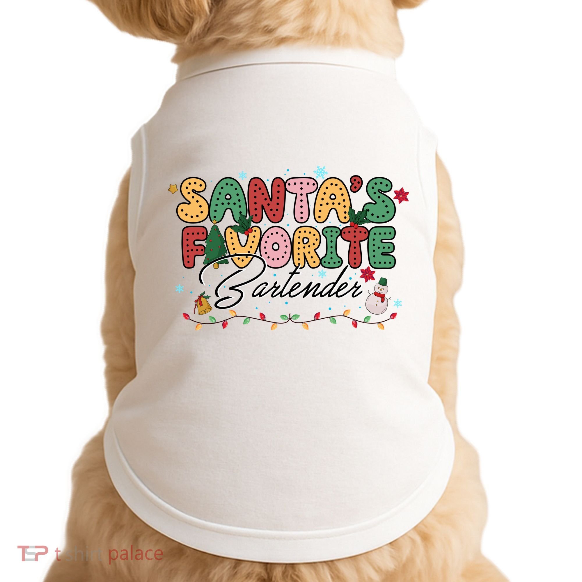 Santa Favorites Bartender Christmas Holiday Drinking Team Doggie Tank