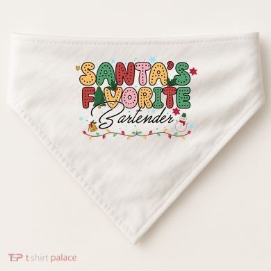 Santa Favorites Bartender Christmas Holiday Drinking Team USA-Made Doggie Bandana