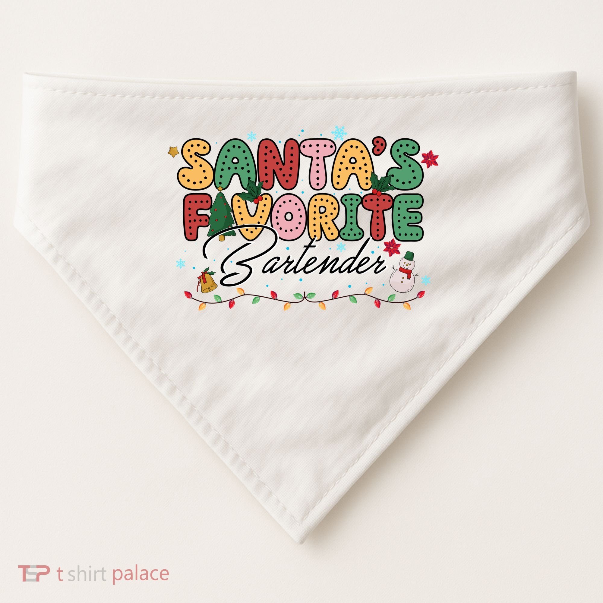 Santa Favorites Bartender Christmas Holiday Drinking Team USA-Made Doggie Bandana