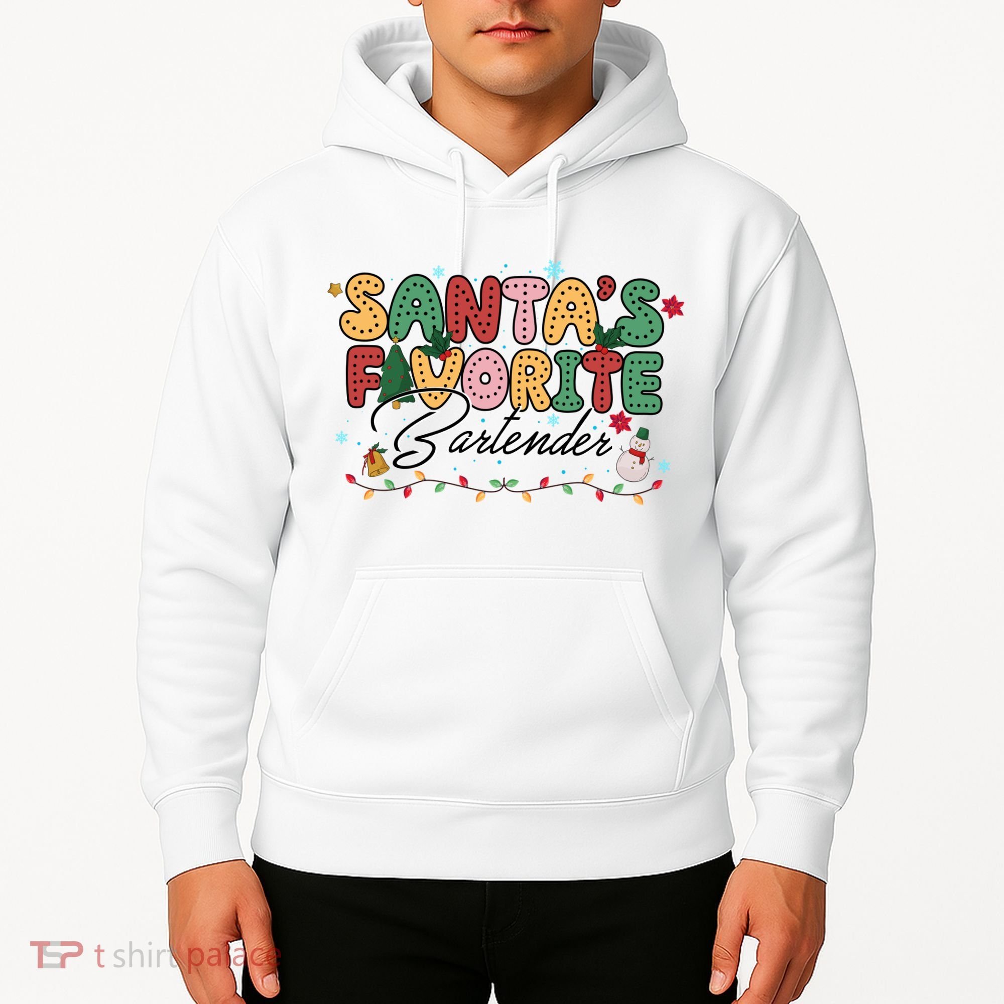Santa Favorites Bartender Christmas Holiday Drinking Team Hoodie