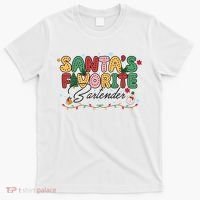 Santa Favorites Bartender Christmas Holiday Drinking Team T-Shirt thumb 0