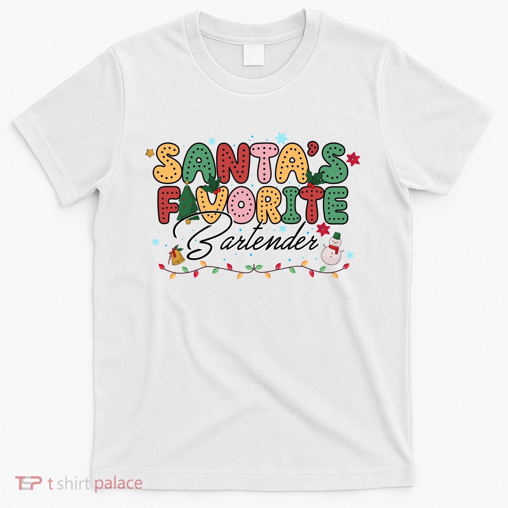 Santa Favorites Bartender Christmas Holiday Drinking Team T-Shirt