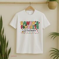 Santa Favorites Bartender Christmas Holiday Drinking Team T-Shirt thumb 2