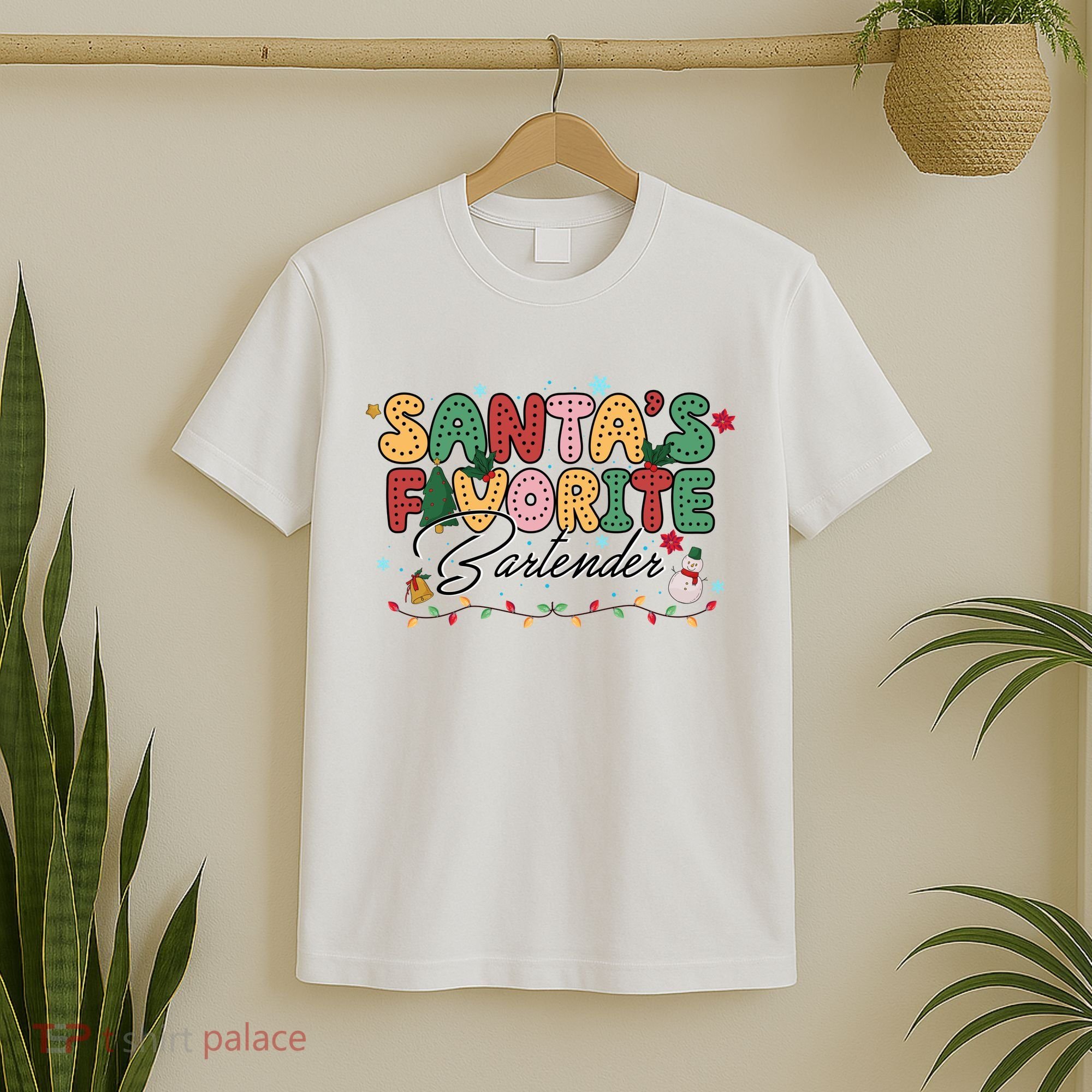 Santa Favorites Bartender Christmas Holiday Drinking Team T-Shirt