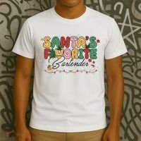 Santa Favorites Bartender Christmas Holiday Drinking Team T-Shirt thumb 3