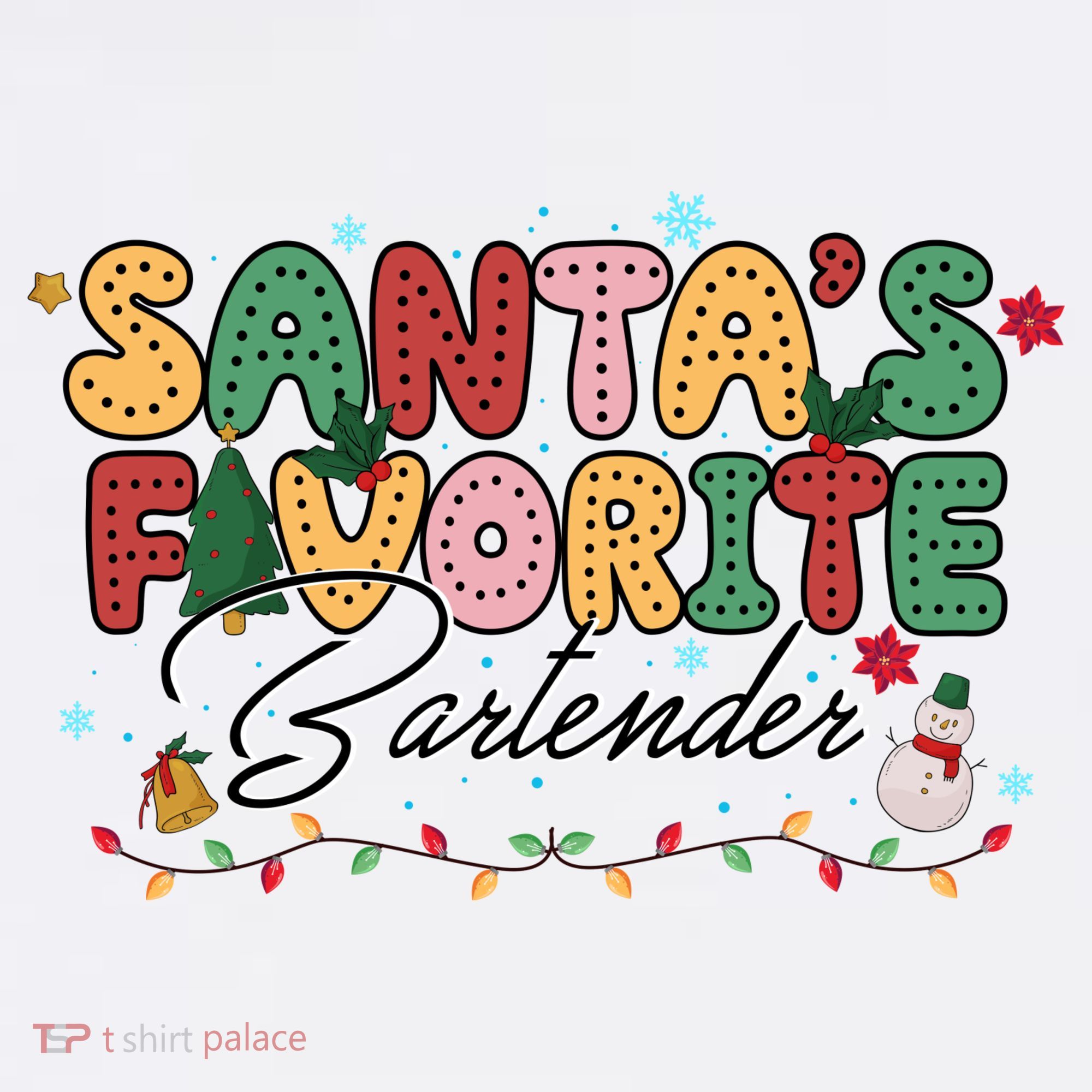 Santa Favorites Bartender Christmas Holiday Drinking Team T-Shirt