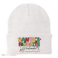 Santa Favorites Bartender Christmas Holiday Drinking Team Beanie thumb 0