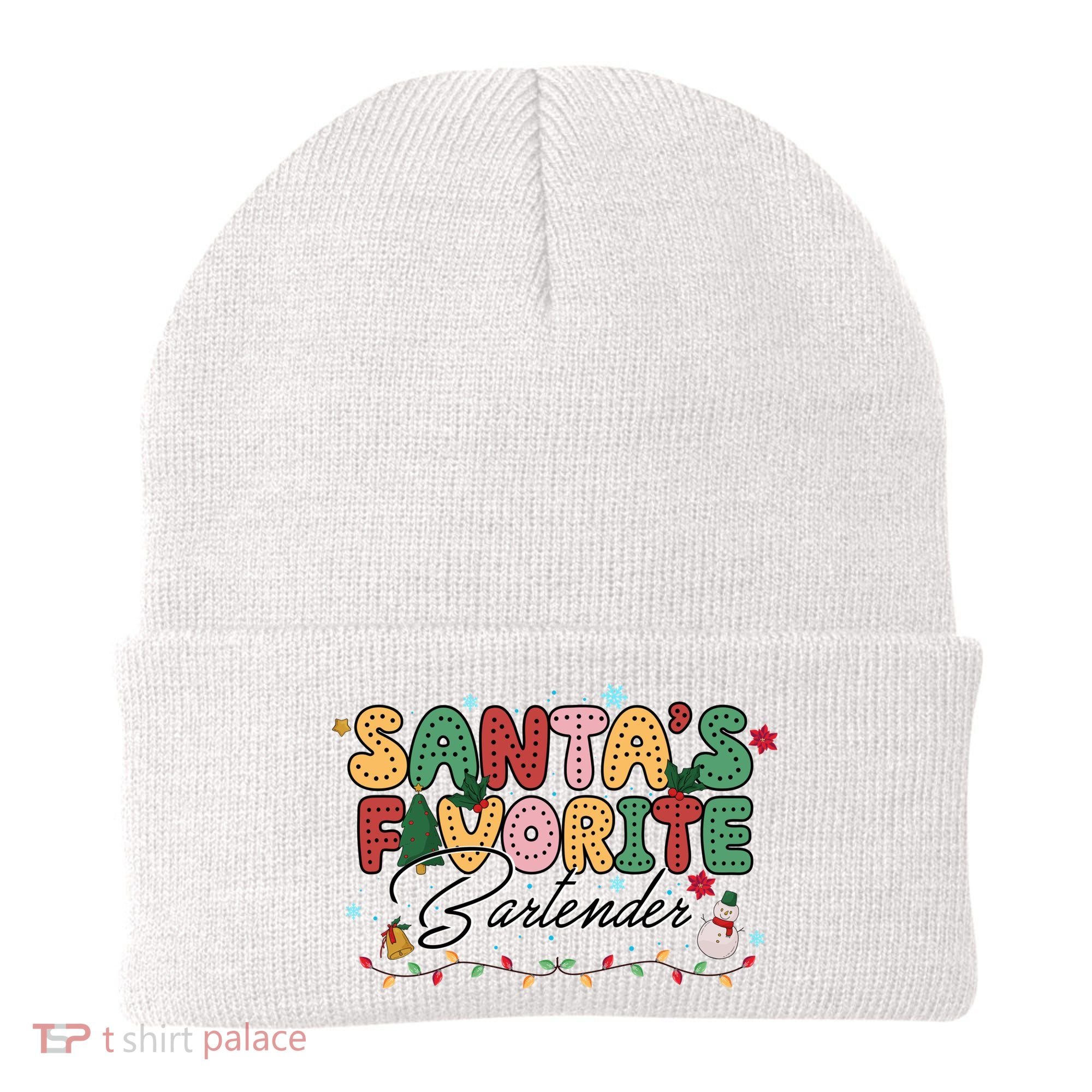 Santa Favorites Bartender Christmas Holiday Drinking Team Beanie