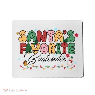 Santa Favorites Bartender Christmas Holiday Drinking Team Mousepad