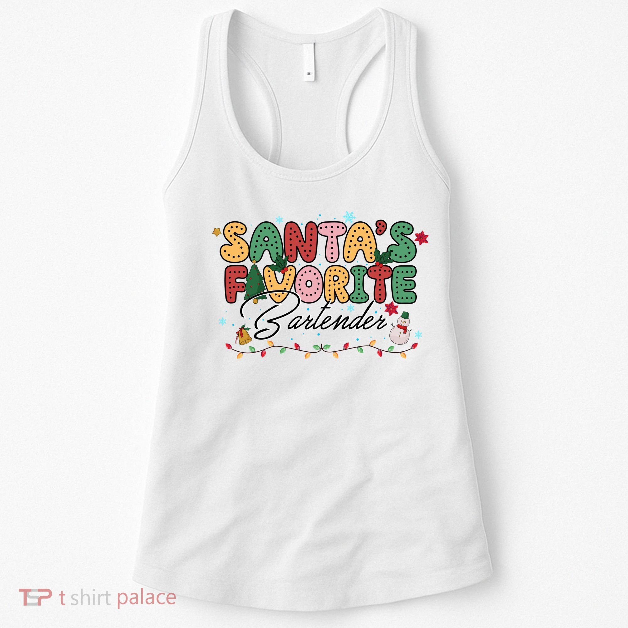 Santa Favorites Bartender Christmas Holiday Drinking Team Women's Tank Top