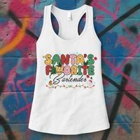 Santa Favorites Bartender Christmas Holiday Drinking Team Women's Tank Top thumb 3