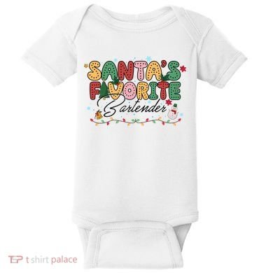 Santa Favorites Bartender Christmas Holiday Drinking Team Baby Bodysuit