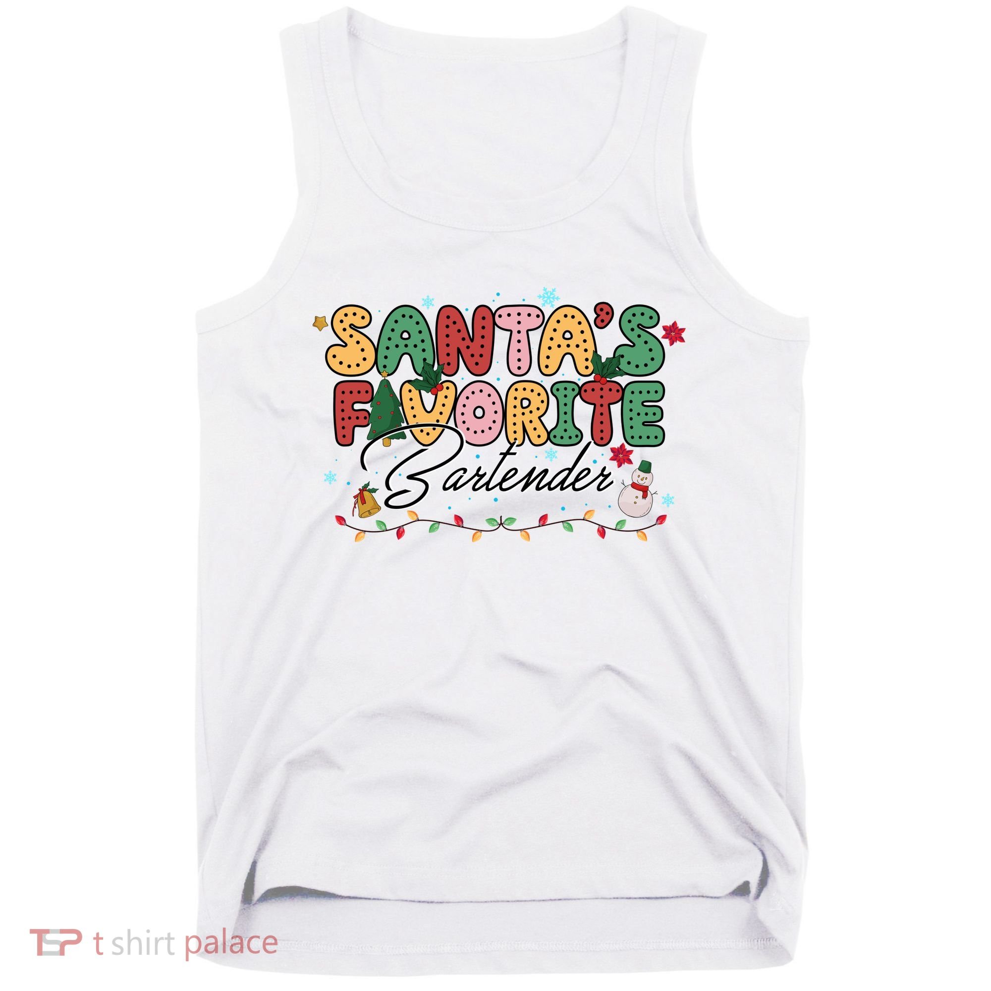 Santa Favorites Bartender Christmas Holiday Drinking Team Tank Top