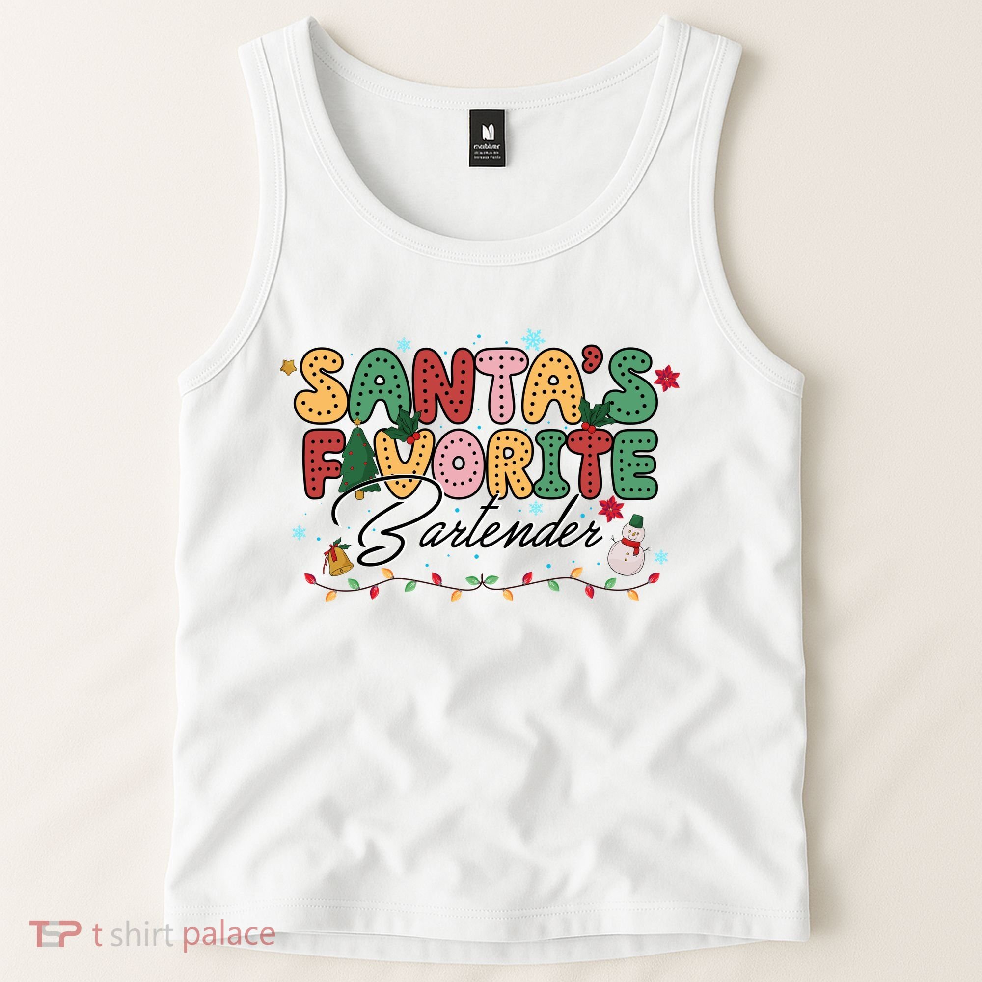 Santa Favorites Bartender Christmas Holiday Drinking Team Tank Top