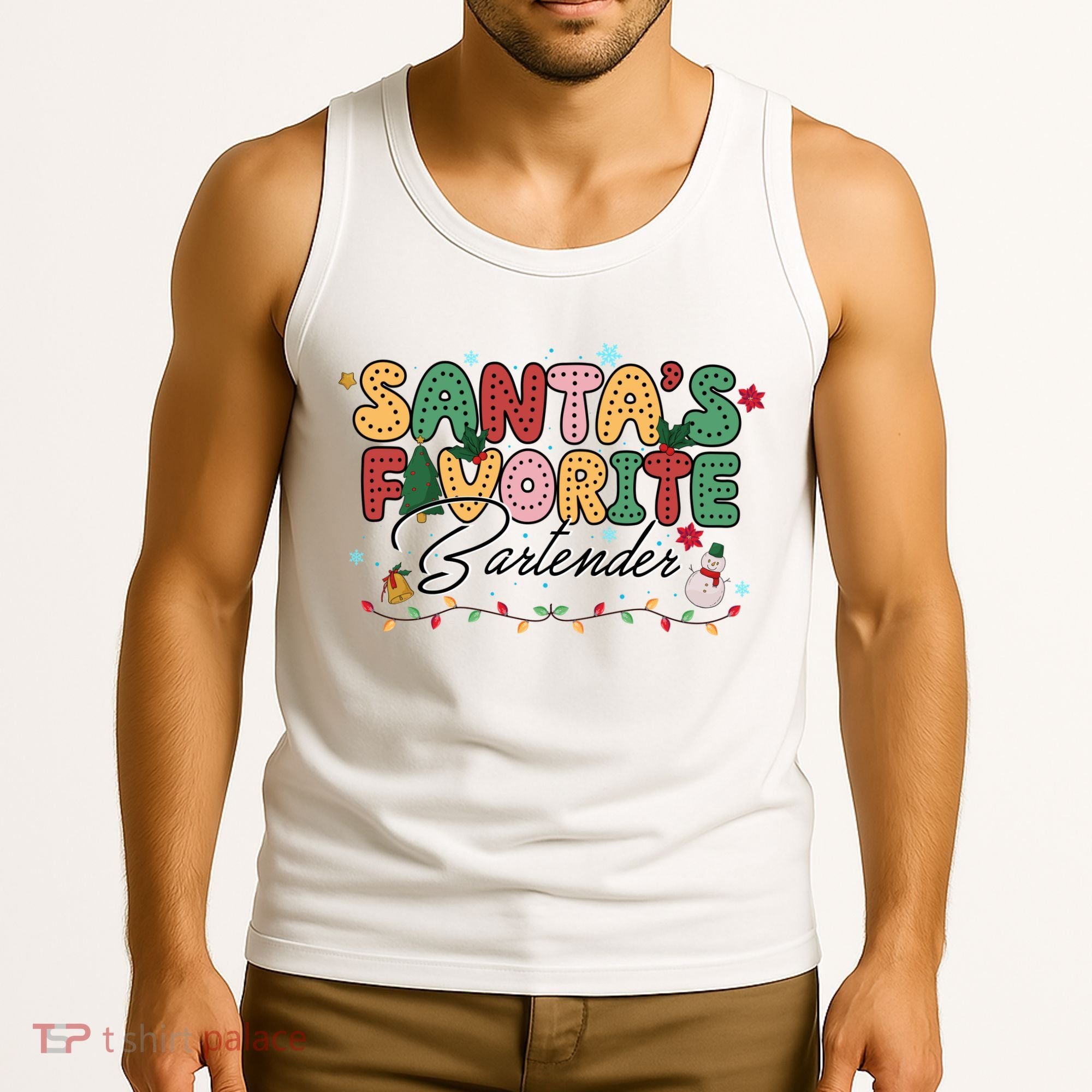 Santa Favorites Bartender Christmas Holiday Drinking Team Tank Top