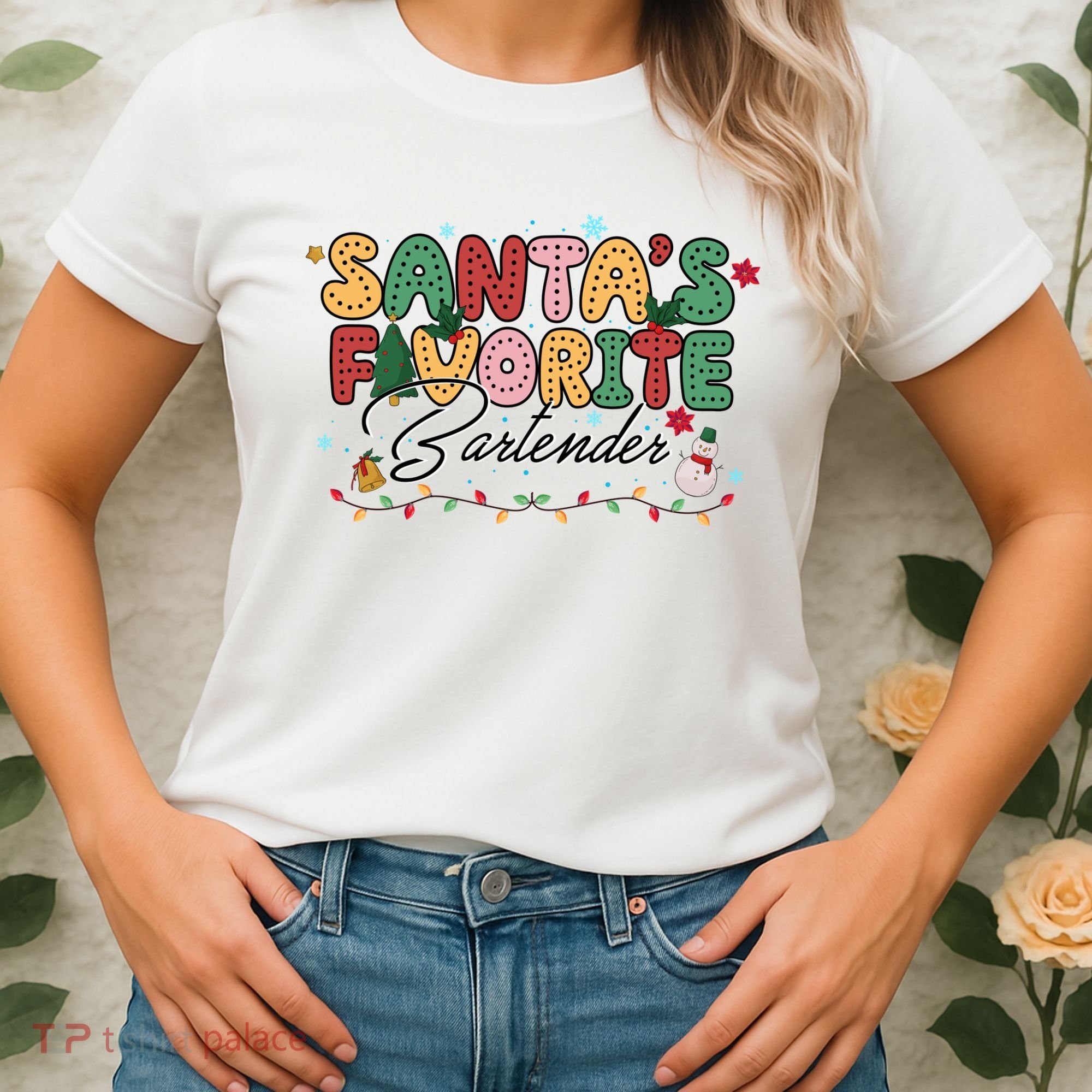 Santa Favorites Bartender Christmas Holiday Drinking Team Women's T-Shirt