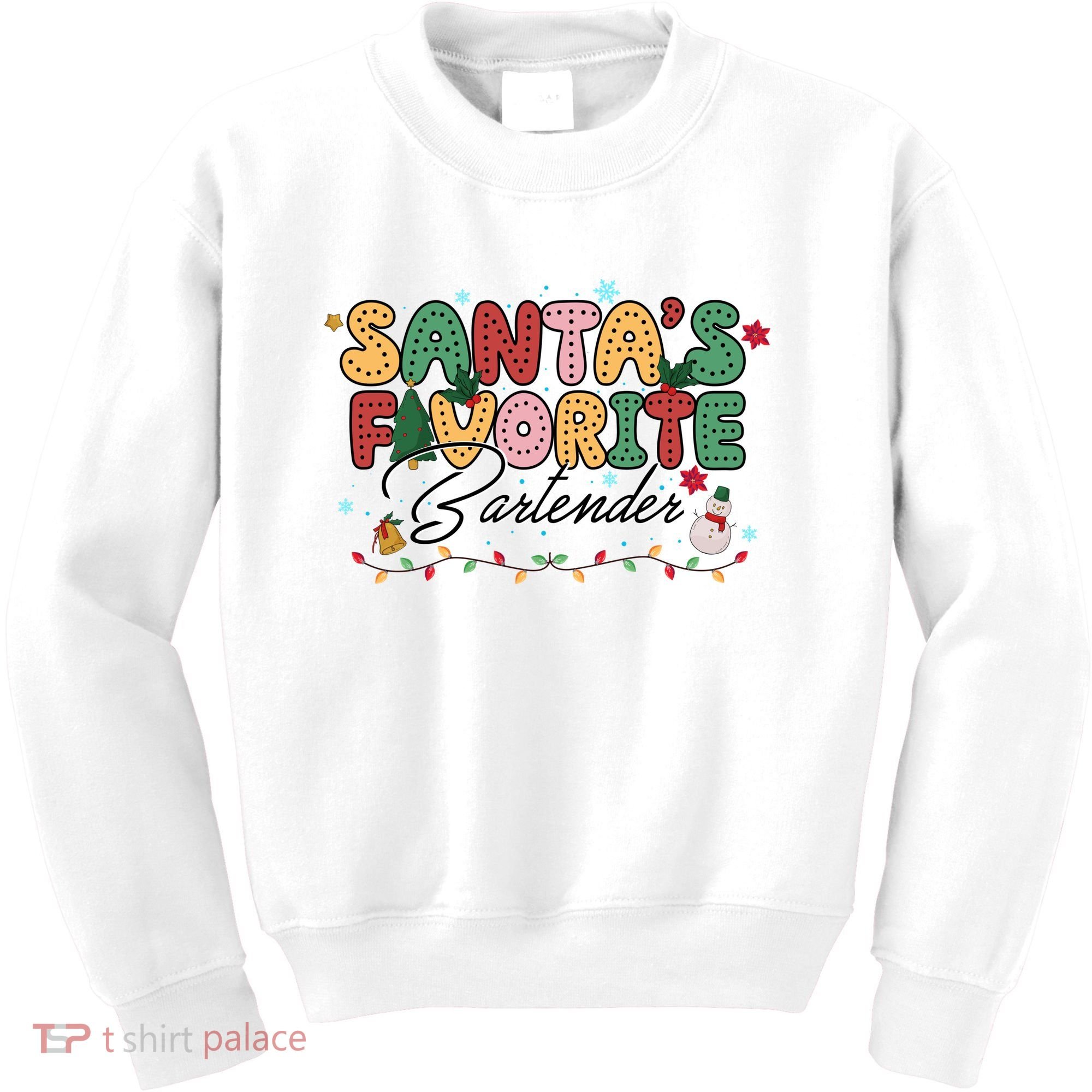 Santa Favorites Bartender Christmas Holiday Drinking Team Kids Sweatshirt