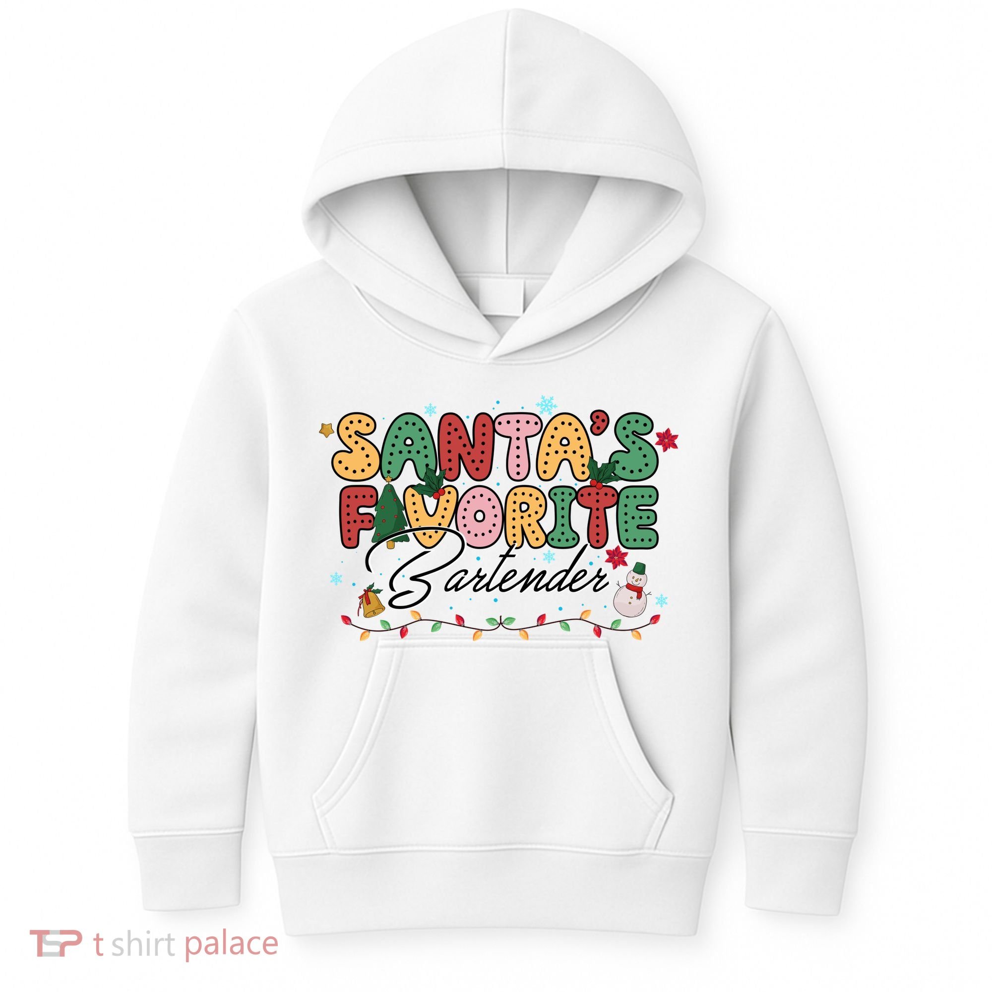 Santa Favorites Bartender Christmas Holiday Drinking Team Kids Hoodie