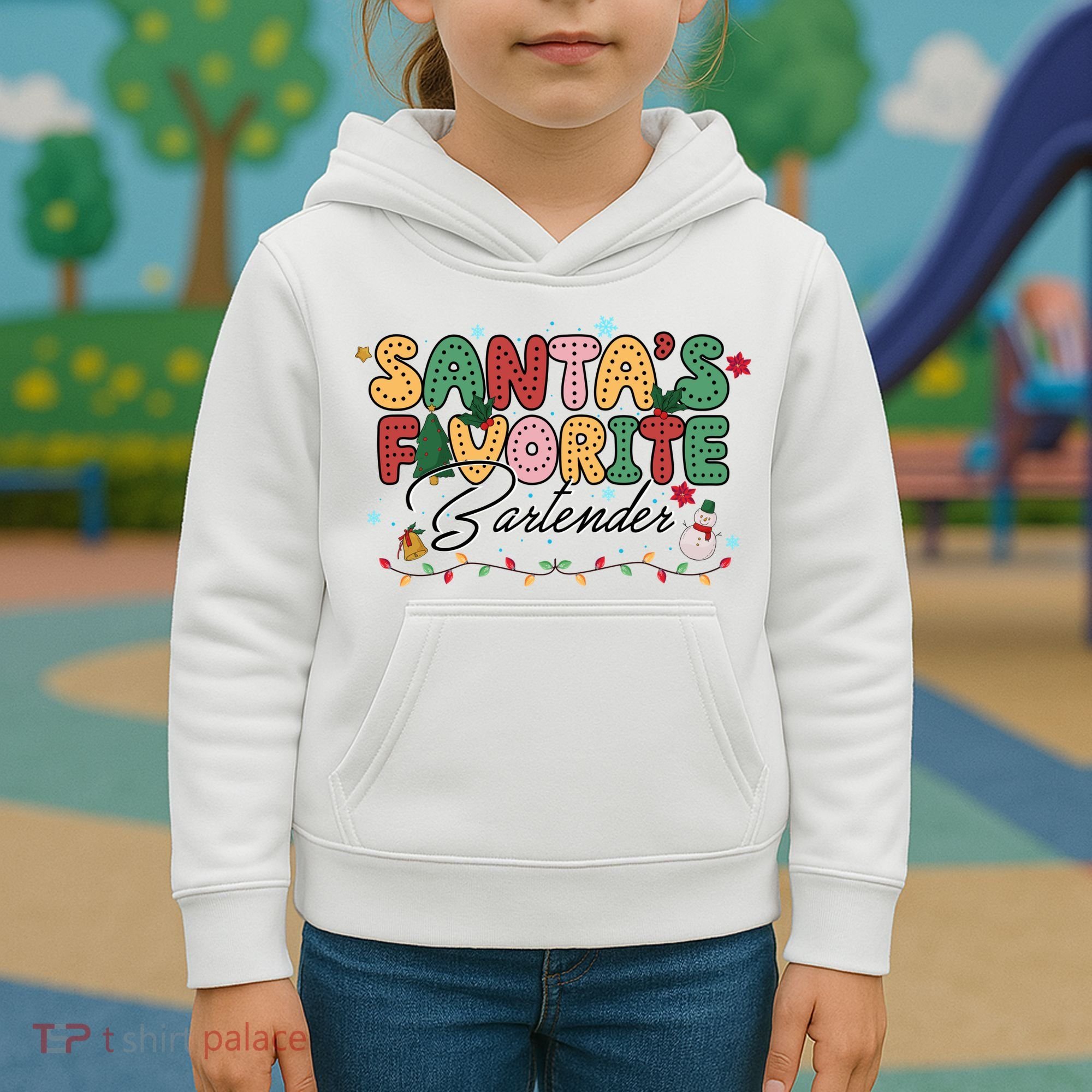 Santa Favorites Bartender Christmas Holiday Drinking Team Kids Hoodie