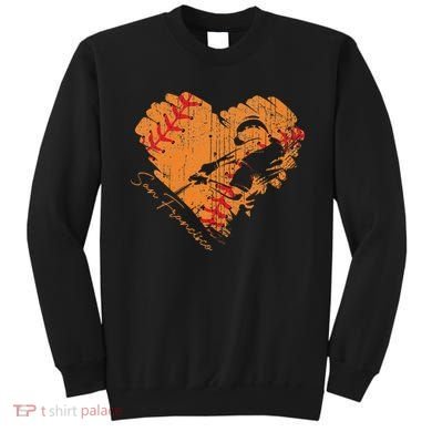 San Francisco Baseball Heart Distressed Vintage Sweatshirt