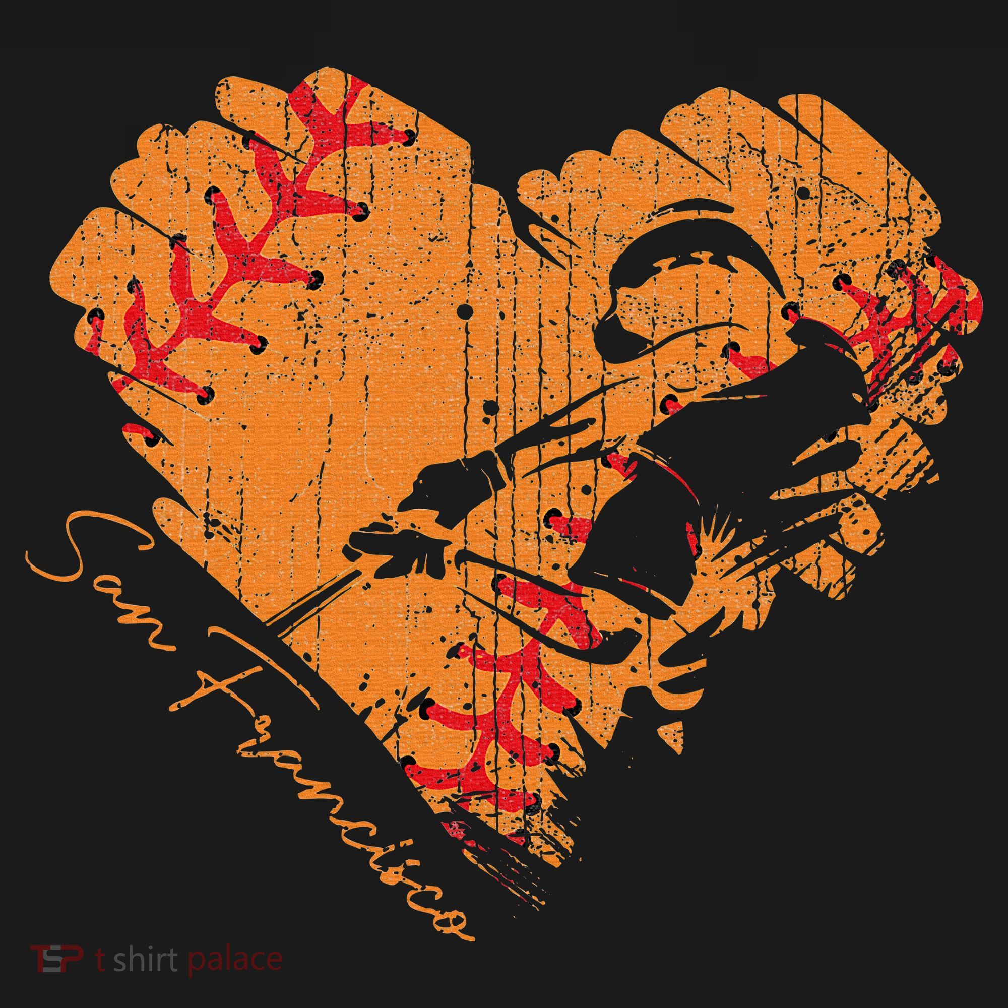San Francisco Baseball Heart Distressed Vintage T-Shirt