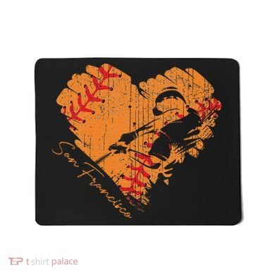 San Francisco Baseball Heart Distressed Vintage Mousepad